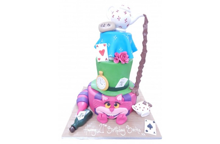 Alice in Wonderland Teapot Tiered Cake